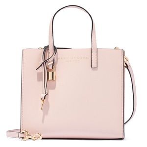 MARC JACOBS Mini Tote Grind Coated Leather Peach Whip Top Handle Shoulder Strap